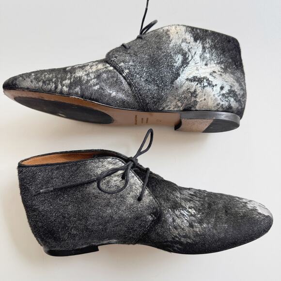 Isabel Marant Etoile Metallic Silver Calf Hair Leather Ginger Booties Size 37/7 - Picture 4 of 8